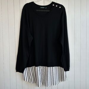 Ralph Lauren women plus size 2X layered sweater tunic top black cotton modal